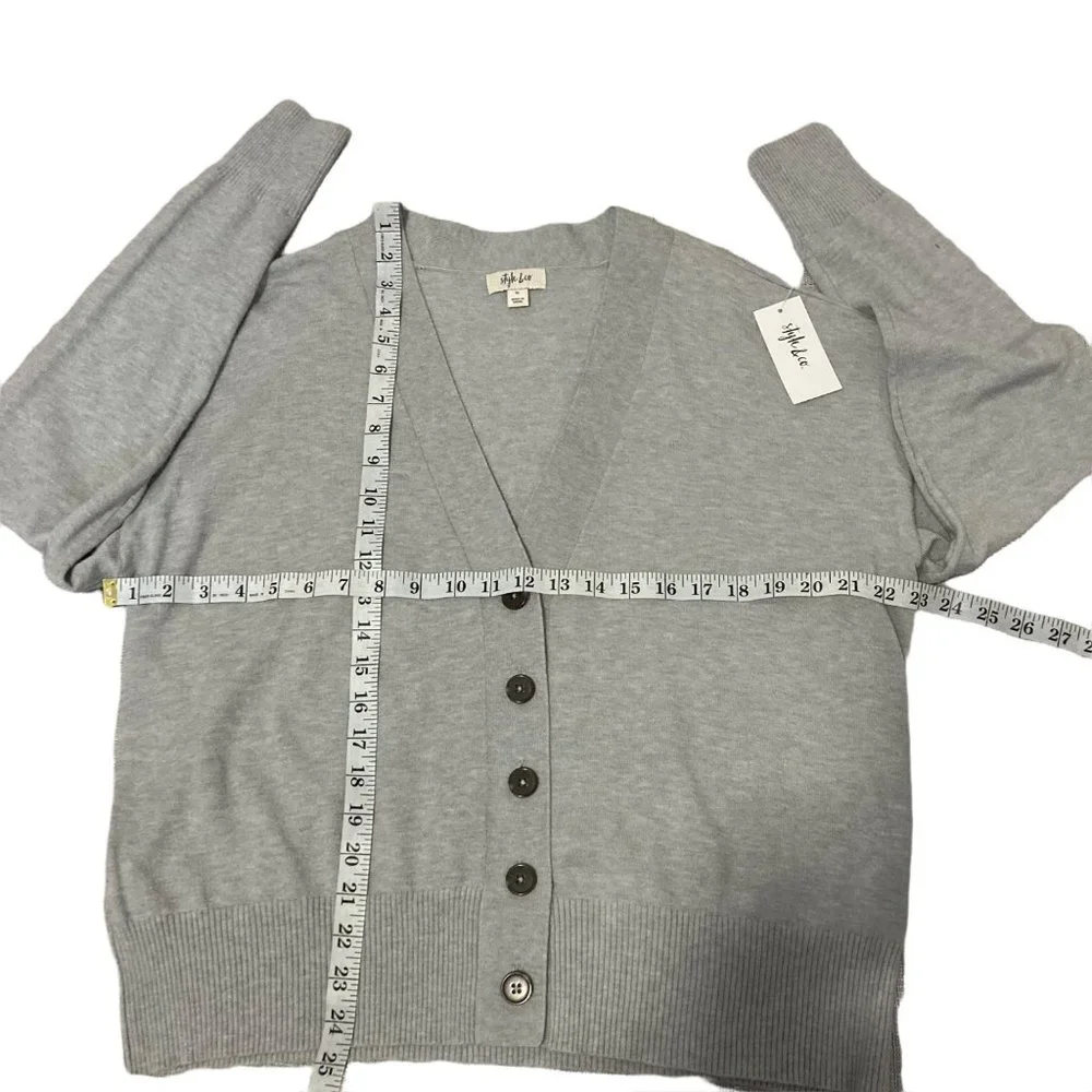 STYLE & CO Cropped Button gray Cardigan size varius casual NWT - Picture 5 of 9